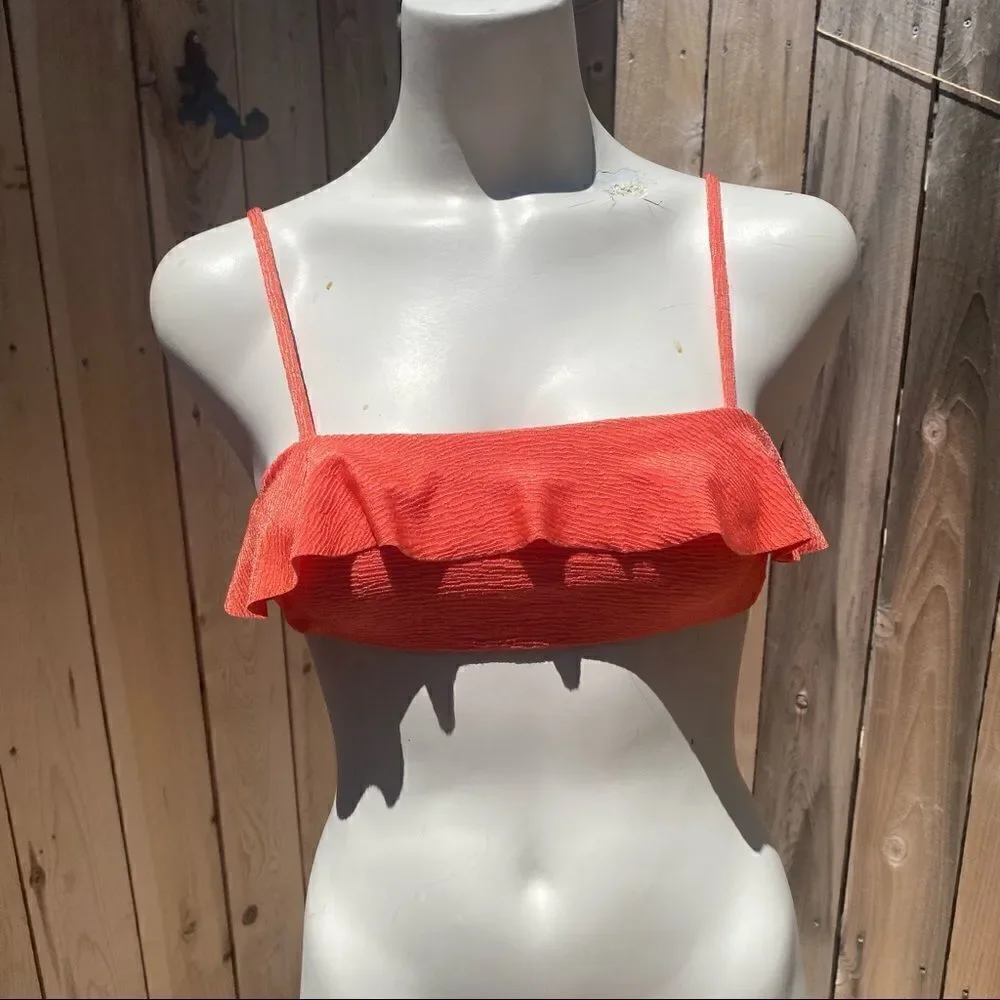 Lovers + Friends ruffle Anga bikini Top in Salmon size XS - Picture 8 of 8
